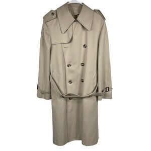 Gleneagles Trench Coat Mens 40S Tan Double Breasted Belted Rain Repellent Long